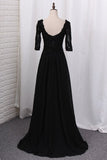 2024 A-Line Mother Of The Bride Dresses Square Half Sleeves Chiffon PHL64D77