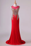 2024 Red Prom Dresses Scoop Mermaid Sweep Spandex With PBFD7R7E