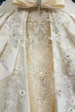 2024 Satin Wedding Dresses Long Sleeves A Line With Beads PGGCNC99