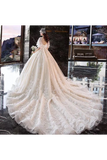 Princess Half Sleeve Ball Gown Wedding Dresses Appliques V Neck Bridal STKPYYC62LK