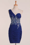 2024 New Arrival One Shoulder Ruched Bodice Homecoming Dresses P4FJYP3F