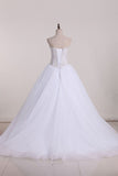 2024 Gorgeous Wedding Dresses A-Line Sweetheart See Through Floor-Length Tulle With Pearls P5KLL9DS