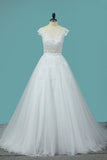 2024 Scoop Open Back Wedding Dresses Tulle With Applique PS8864DD