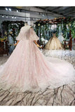 Ball Gown Wedding Dresses Sweetheart 1/2 Sleeves Top Quality Appliques PM8RJ6QL