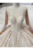 Ball Gown Wedding Dresses Scoop Long Sleeves Top Quality Appliques P7PXRP4E