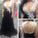 White Lace Top V-Neck Black Chiffon A-line Sleeveless Open Back Popular Prom Dresses