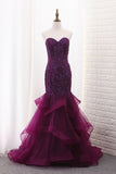 2024 Tulle Mermaid Sweetheart Prom Dresses With P5PBBKS8