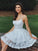 A Line Sweetheart Spaghetti Straps Backless White Lace Appliques Short Homecoming Dresses