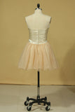 2024 Plus Size Homecoming Dresses A Line Short/Mini Sweetheart With Beads And Bow P9T6YB1Q