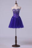 2024 Prom Dress Sweetheart A Line Beaded Bodice With Short Tulle PR5F2SQS