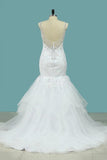 2024 Tulle Mermaid Wedding Dresses Straps Beaded PTEB4FGF