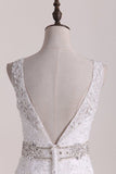 2024 V-Neck Wedding Dresses Mermaid/Trumpet Tulle With Embroidery And Beads PCK5E6BA