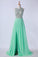 2024 Tow-Tone Bateau Open Back Prom Dresses A-Line Beaded Bodice With P4DK41DS