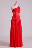 2024 Red One Shoulder A Line Prom Dresses With Applique & Ruffles P2XSFK8J