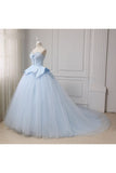 Sweetheart Ball Gown Beading Tulle Prom Dress Court Train Quinceanera STKP5FLTMDC