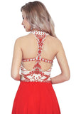 2024 Chiffon Scoop Prom Dresses A Line With Beads&Rhinestones Chiffon PAQGDJA5