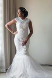 2024 Wedding Dress Scoop Mermaid/Trumpet Full Beaded Tulle Skirt PCLSTDY8