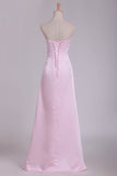 2024 Strapless Bridesmaid Dresses Satin With Ruffles Floor Length PMP6AT4G