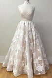 A Line Sweetheart Lace Wedding Dress Floor Length Strapless Beach PK7L12Q9