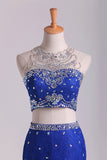 2024 Two-Piece Scoop Mermaid Prom Dresses With Beading Lace Dark P439BZHQ