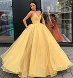 Sweetheart Strapless Yellow Long Modest Prom Gown, Ball Gown Quinceanera Dresses STK15441