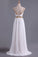 2022 White A Line Prom Dresses Bateau Open Back Chiffon With Beads & Ruffles PDT1Q2C2