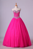 2024 Sweetheart Ball Gown Floor Length Dress Beaded Bodice Corset Tie P94YKH25