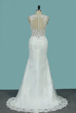 2024 Mermaid Wedding Dresses Scoop Tulle With Applique Court PPXJR2YG