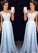 Scoop Sleeveless A-line Chiffon Long Prom Dress evening dresses