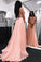 A Line Sweetheart Beads Off the Shoulder Long Chiffon Pink Prom Dresses