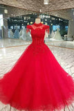 2024 Gorgeous Red Wedding Dress Special Price High Neck Floor Length PQNQC2X8