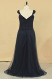 2024 A Line Evening Dresses Off The Shoulder Tulle With Beads And P4L3Y3N2