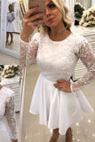 2024 Scoop Long Sleeves A Line Homecoming Dresses Satin With P82YLFFT
