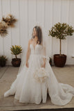 Ball Gown Strapless Sweetheart Ivory Wedding Dresses with Appliques, Beach Wedding Gowns STK15499
