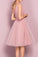 Princess A-line Knee Length Short Pink V Neck Tulle Homecoming Dress Party Dress