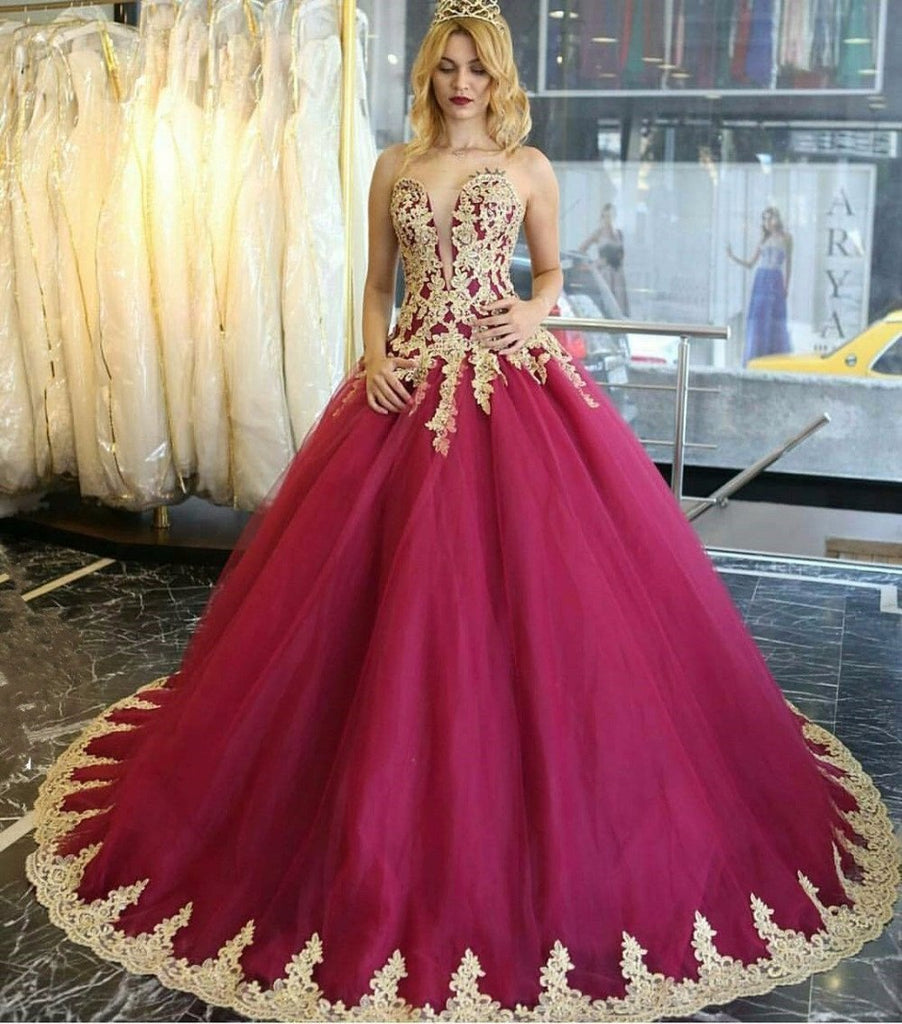 Long Quinceanera Dresses Wedding Dresses Tulle Prom Dresses with Appliques