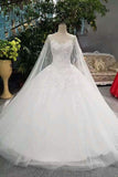 2024 Floor Length Wedding Dresses Lace Up With Beads And Appliques Ball Gown High Quality PDCQC8AJ
