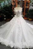 2024 Wedding Dresses Off The Shoulder Ball Gown Tulle Lace Up With Appliques And PNPZNB8X