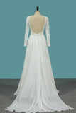 2024 Long Sleeves A Line Scoop Wedding Dresses With Applique PPMQY4H3