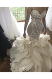 Mermaid Wedding Dresses Tulle With Applique And Ruffles Cathedral STKP8QYNDRM