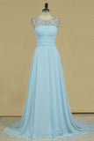 2024 A Line Prom Dresses Scoop Chiffon With Ruffles And PXYCXDBT