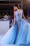 2024 Scoop Prom Dresses Mermaid Tulle With Applique P5LC4R25