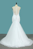 2024 Tulle Mermaid Scoop Wedding Dresses With P9M24EPH