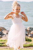 Cap Sleeves Lace Top Tulle Skirt Flower Girl Dresses, Beach Cute Little Girl Dresses STK15567