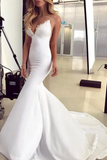 Spaghetti Straps Mermaid Wedding Dress With Appliques Sexy Backless Bridal STKPGZT9APS