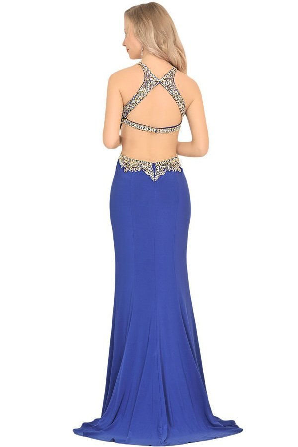 2022 Sexy Open Back Scoop Mermaid Prom Dresses Spandex With PPKXP8GA