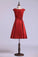 2022 Bridesmaid Dresses Bateau A Line Knee-Length Lace & Satin With Handmade PRE9G9DL