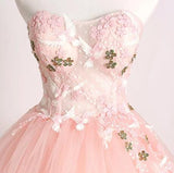 Princess Ball Gown Pink 3D Lace Multi-layered Prom Dresses, Tulle Quinceanera Dresses STK15292