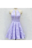 A-Line Above-Knee Lilac Satin Printed Homecoming Dress P5QC8RQK
