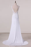 2024 Sexy Open Back V Neck Spandex Wedding Dresses Mermaid With PMTC9K57